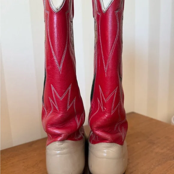 Ralph Lauren Selene Lucchese Red Western Boots 8C - Picture 13 of 15